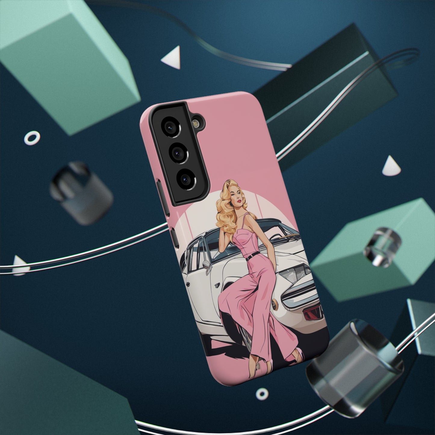 Impact-Resistant Phone Case with Pink Arch Pin-Up [TEDDY]