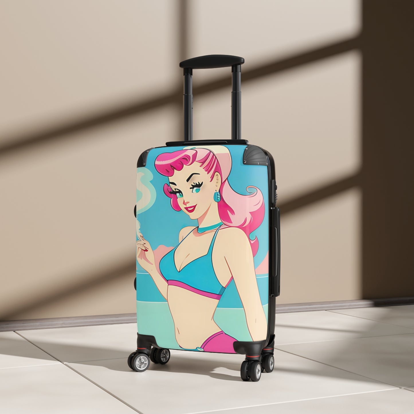 Suitcase with Retro Print: Smoking Pin-Up [TEDDY]