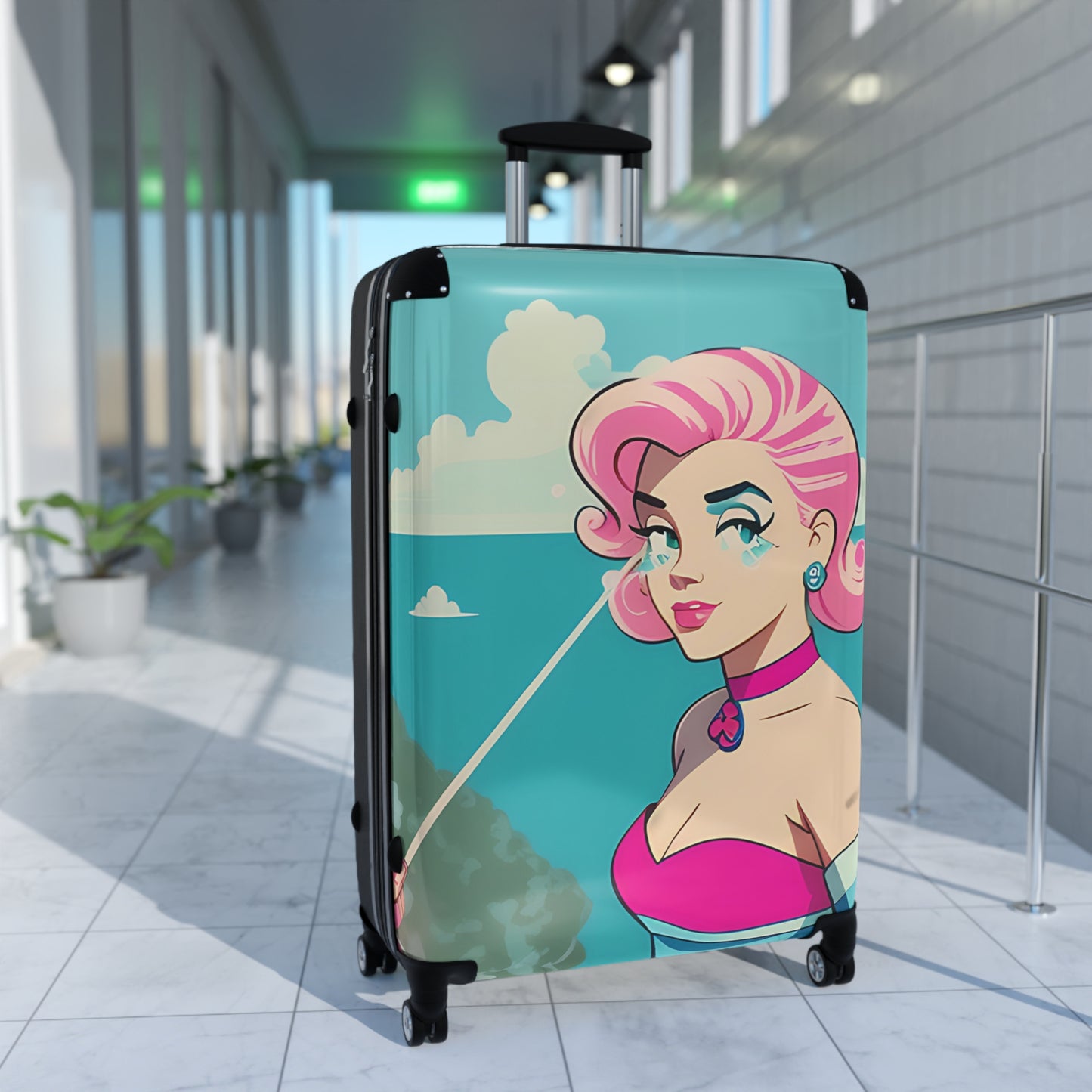 Suitcase with Retro Print: Water Pin-Up [TEDDY]