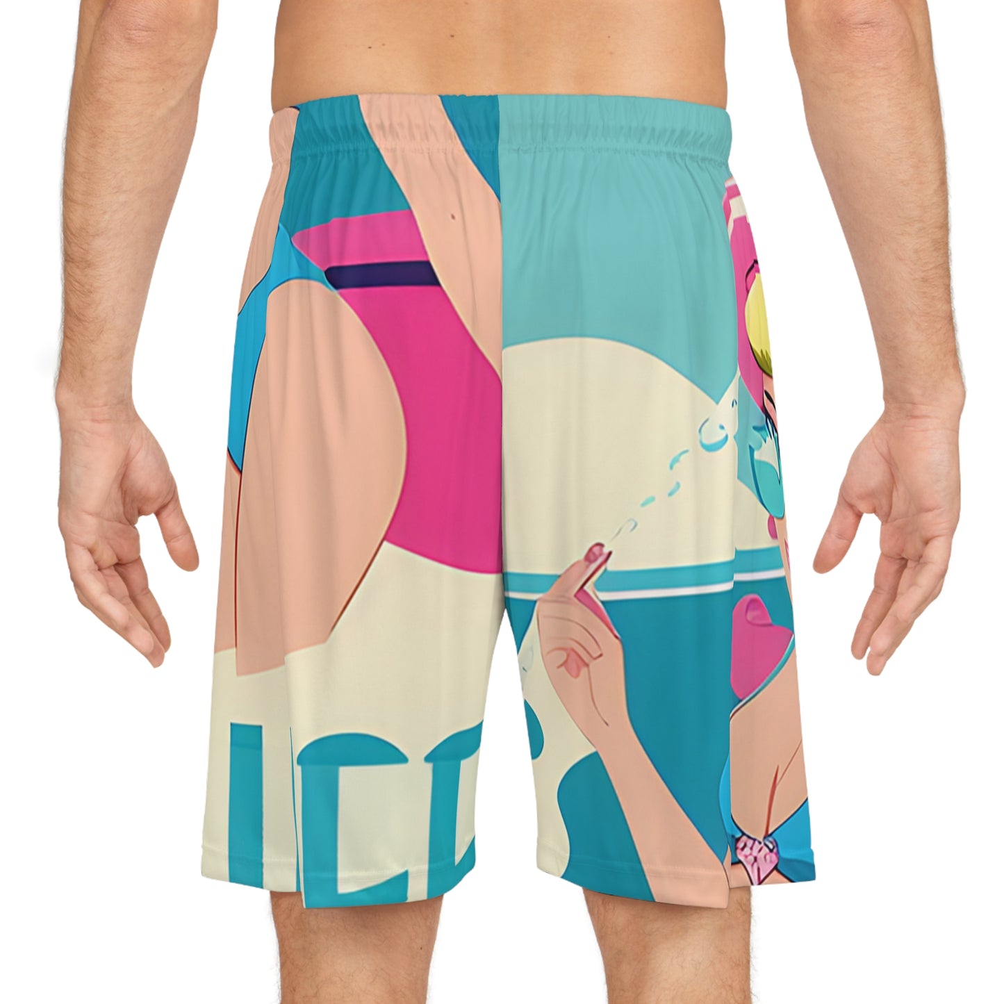 Basketball Shorts with Retro Print: Cartoon Pin-Up [TEDDY]