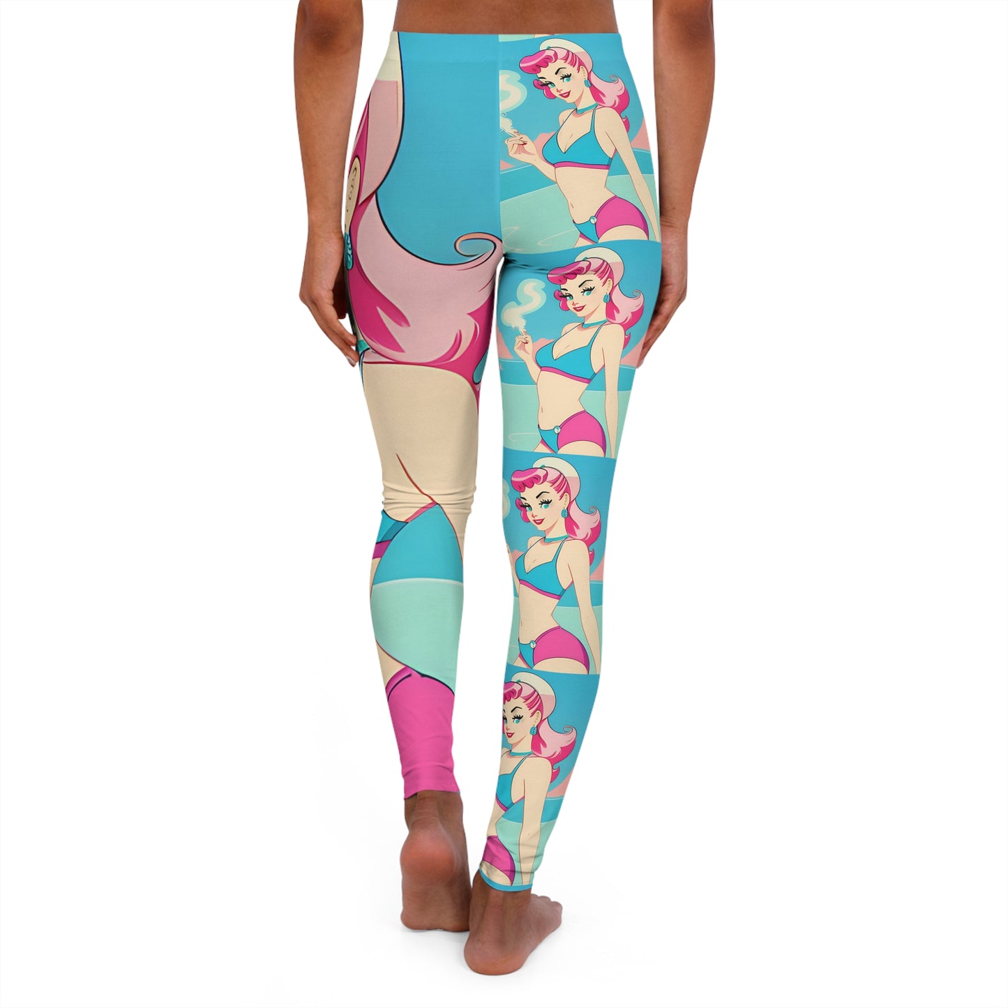 Spandex Leggings with Retro Print: Smoking Pin-Up [TEDDY]