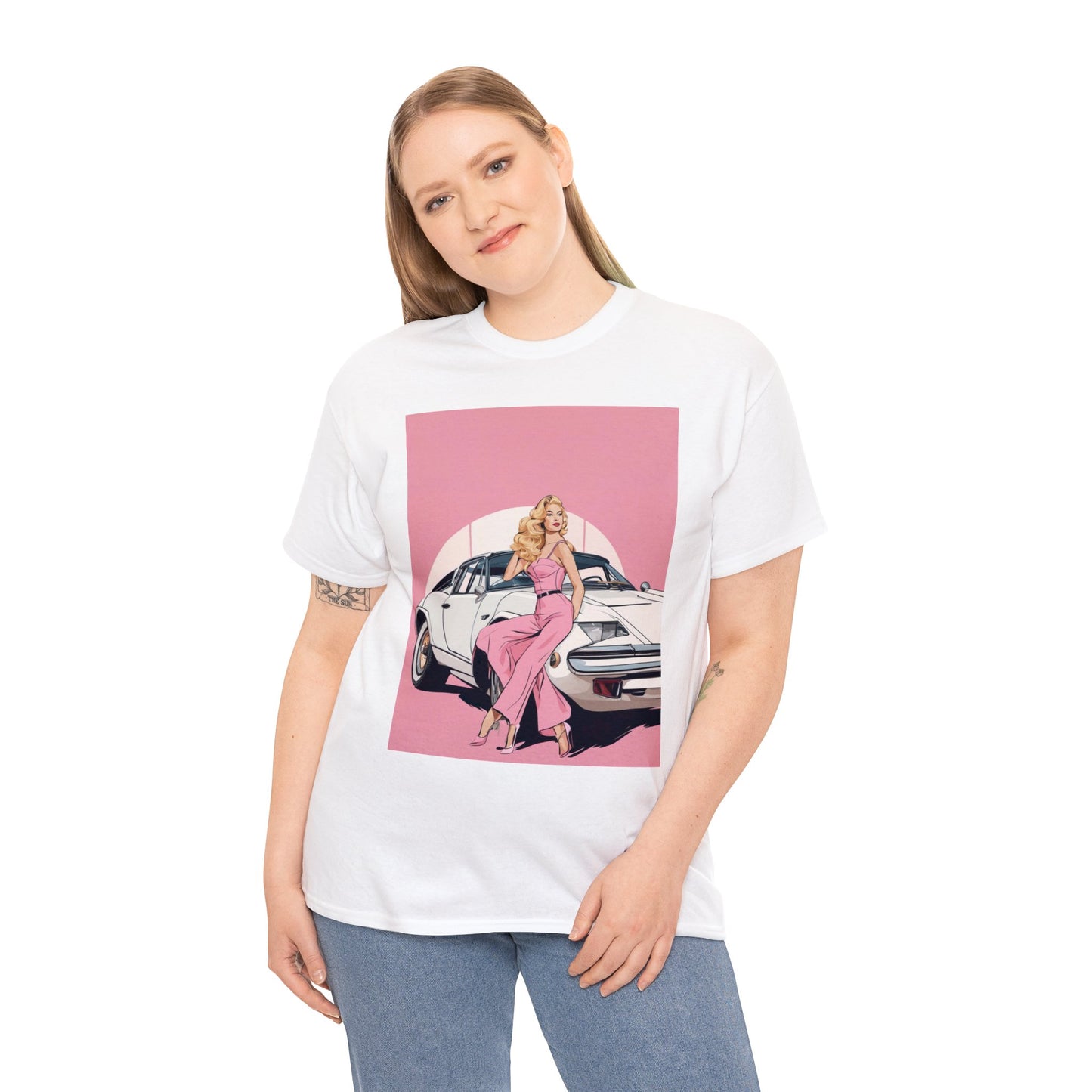 Unisex Heavy Cotton Tee: Pink Barbie Arch [TEDDY]