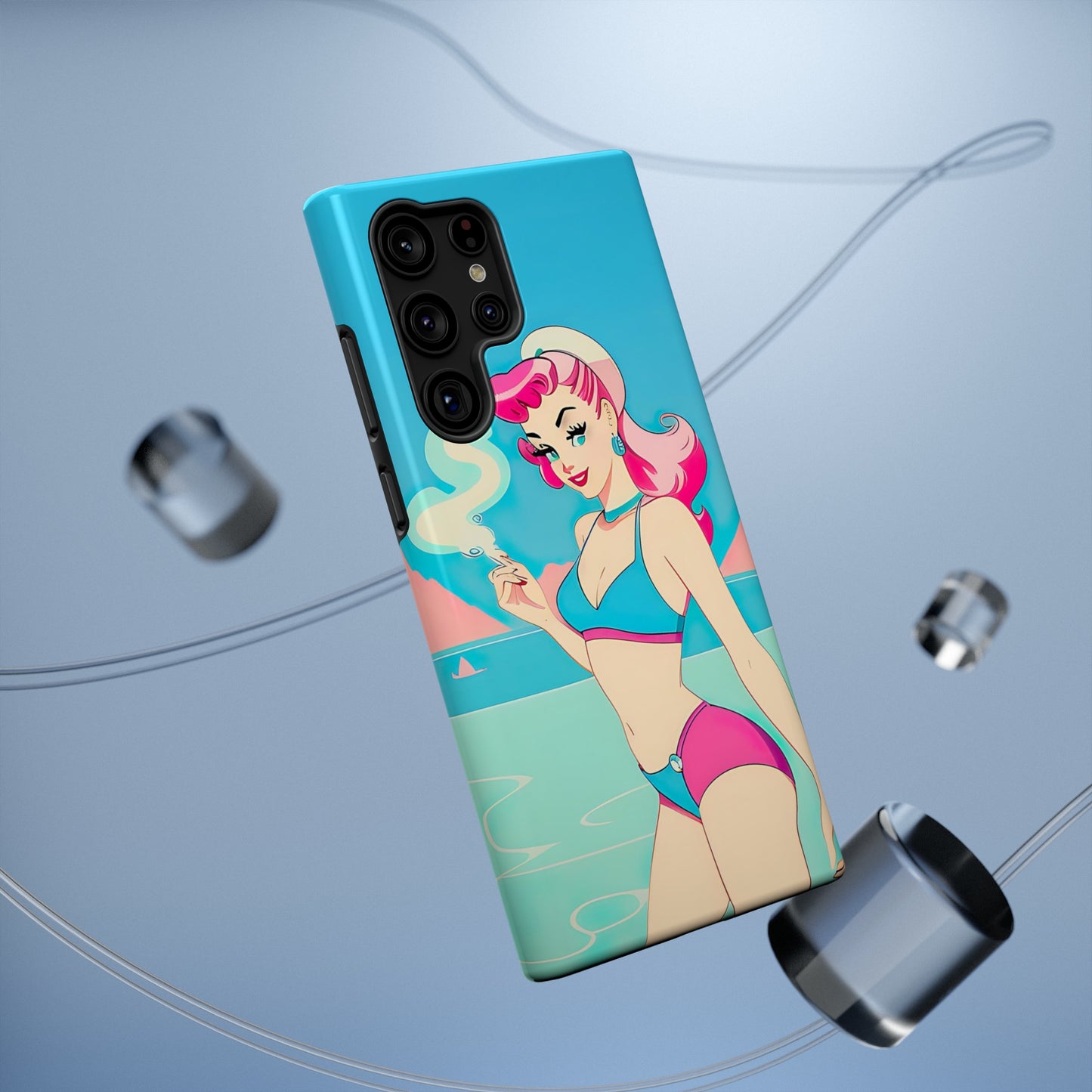 Impact-Resistant Phone Case with Smoking Pin-Up [TEDDY]