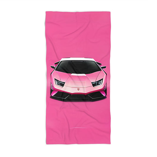 Beach Towel with Retro Print: Pink Lambo [TEDDY]