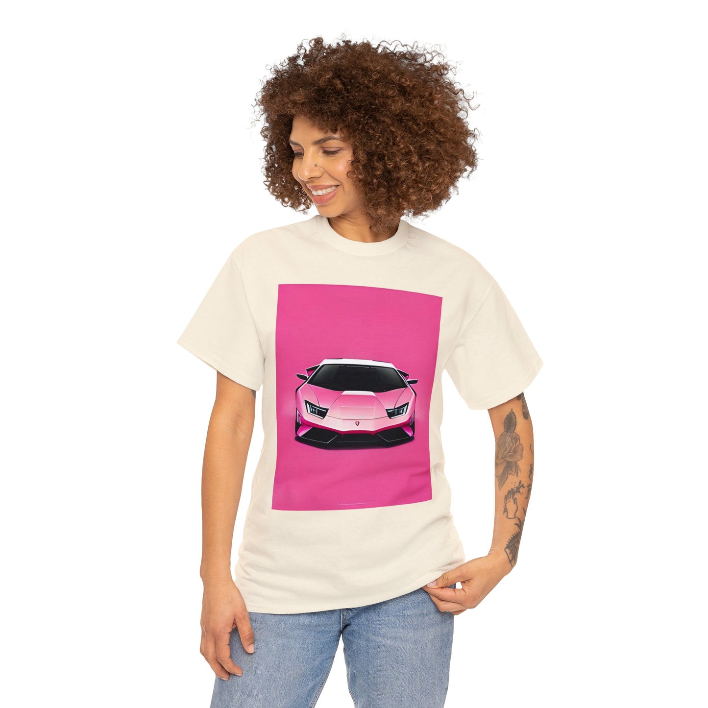 Unisex Heavy Cotton Tee: Pink Lambo [TEDDY]