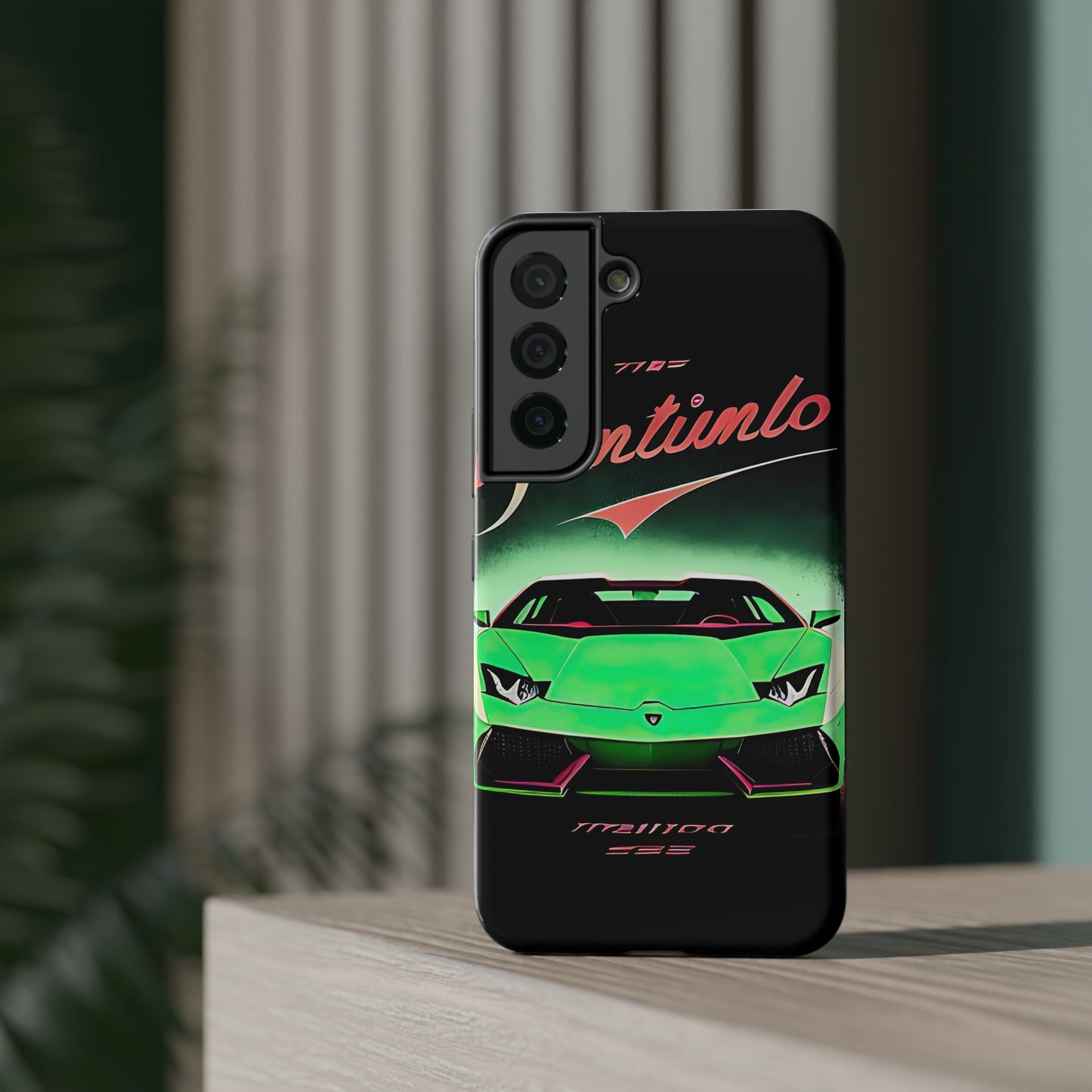 Impact-Resistant Phone Case with Green Lambo [TEDDY]