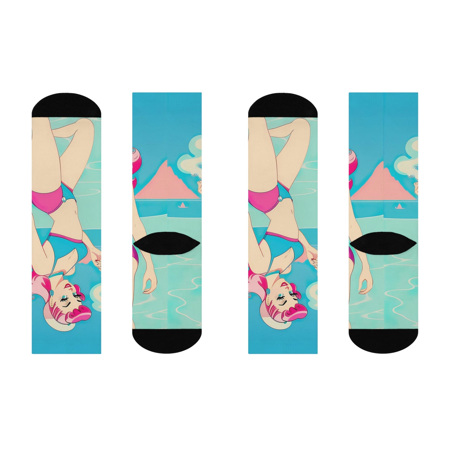 Crew Socks with Retro Print: 
Smoking Pin-Up [TEDDY]