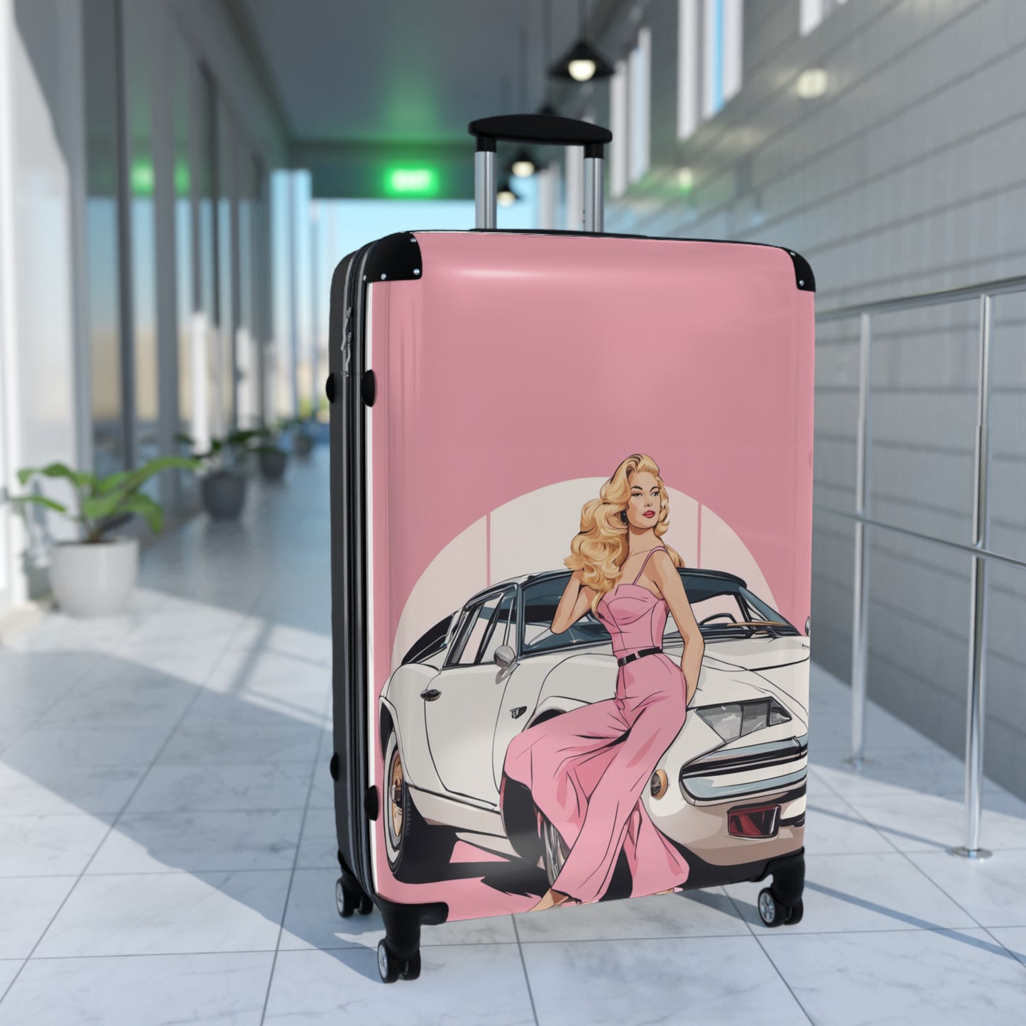 Suitcase with Retro Print: 
Pink Arch Pin-Up [TEDDY]