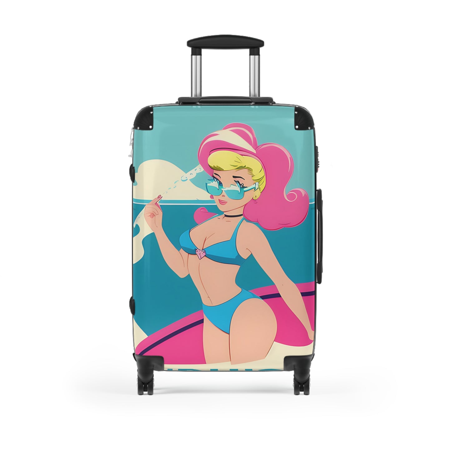 Suitcase with Retro Print: Cartoon Pin-Up [TEDDY]