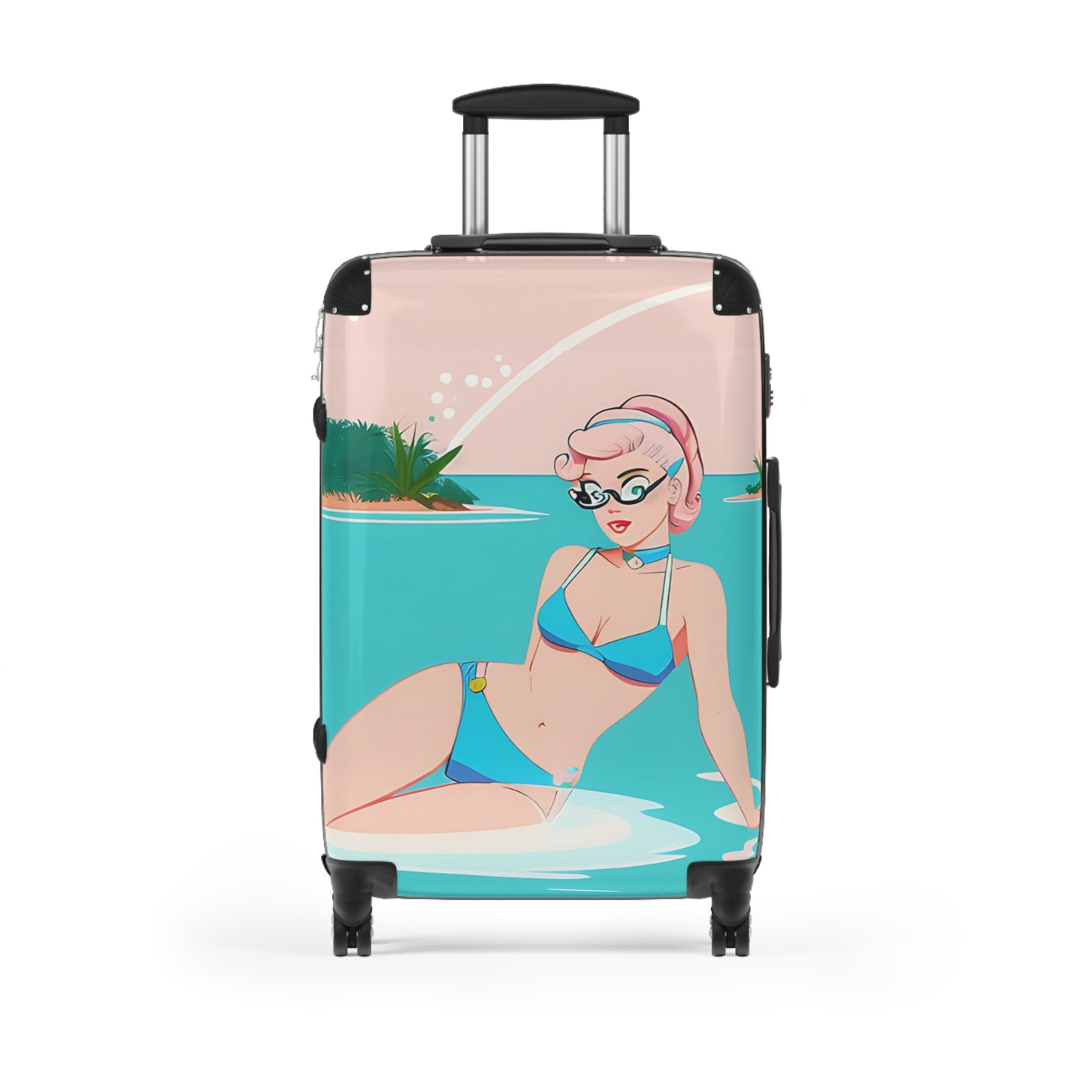 Suitcase with Retro Print: Shoreside Pin-Up [TEDDY]