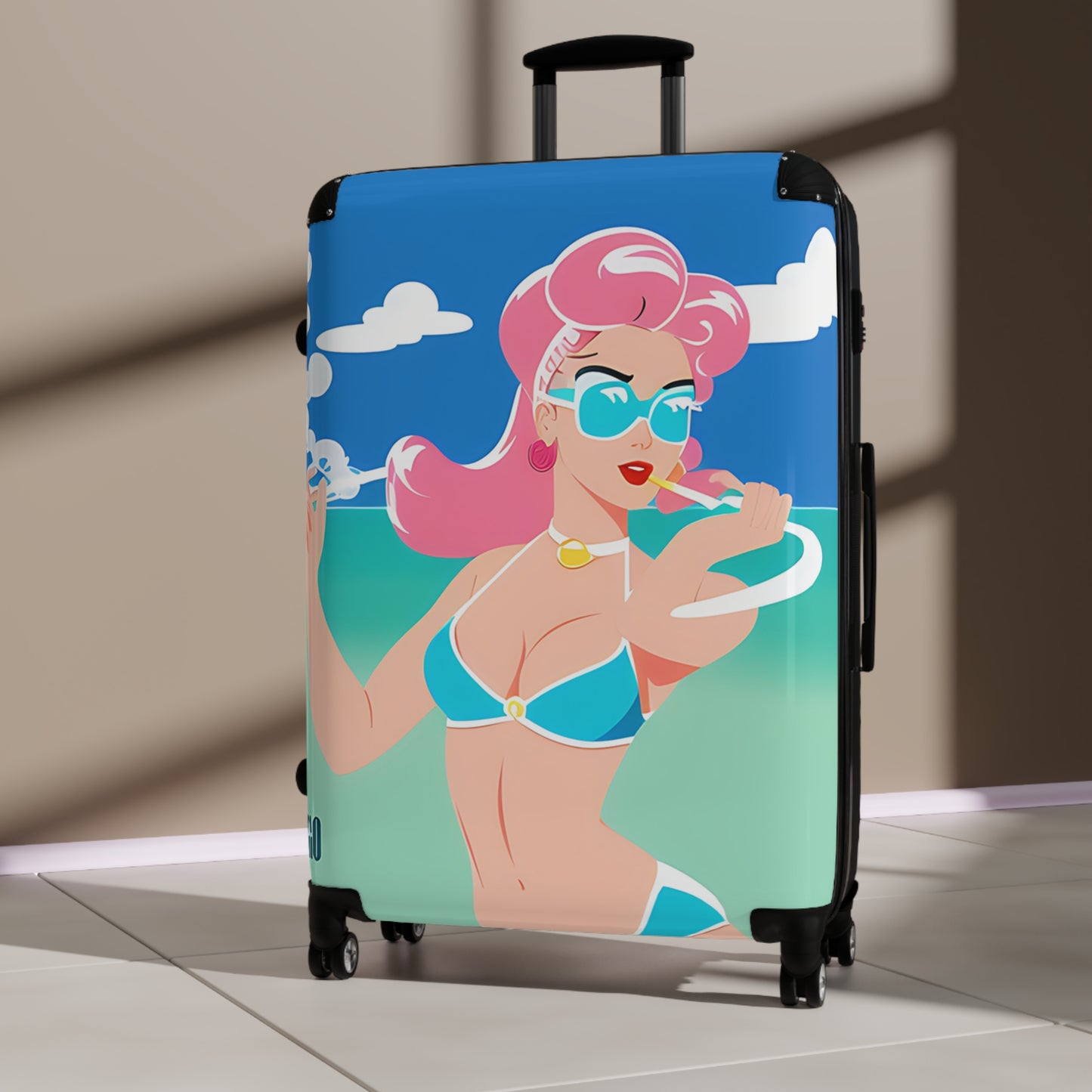 Suitcase with Retro Print: 
Art Deco Pin-Up [TEDDY]