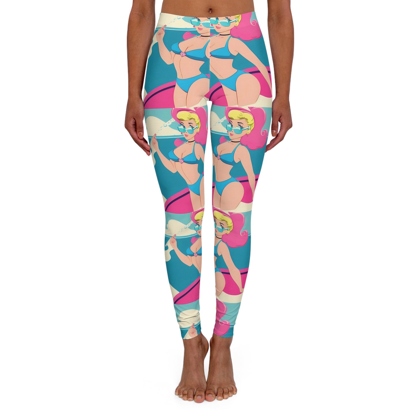 Spandex Leggings with Retro Print: Smoking Pin-Up Repeat Print [TEDDY]