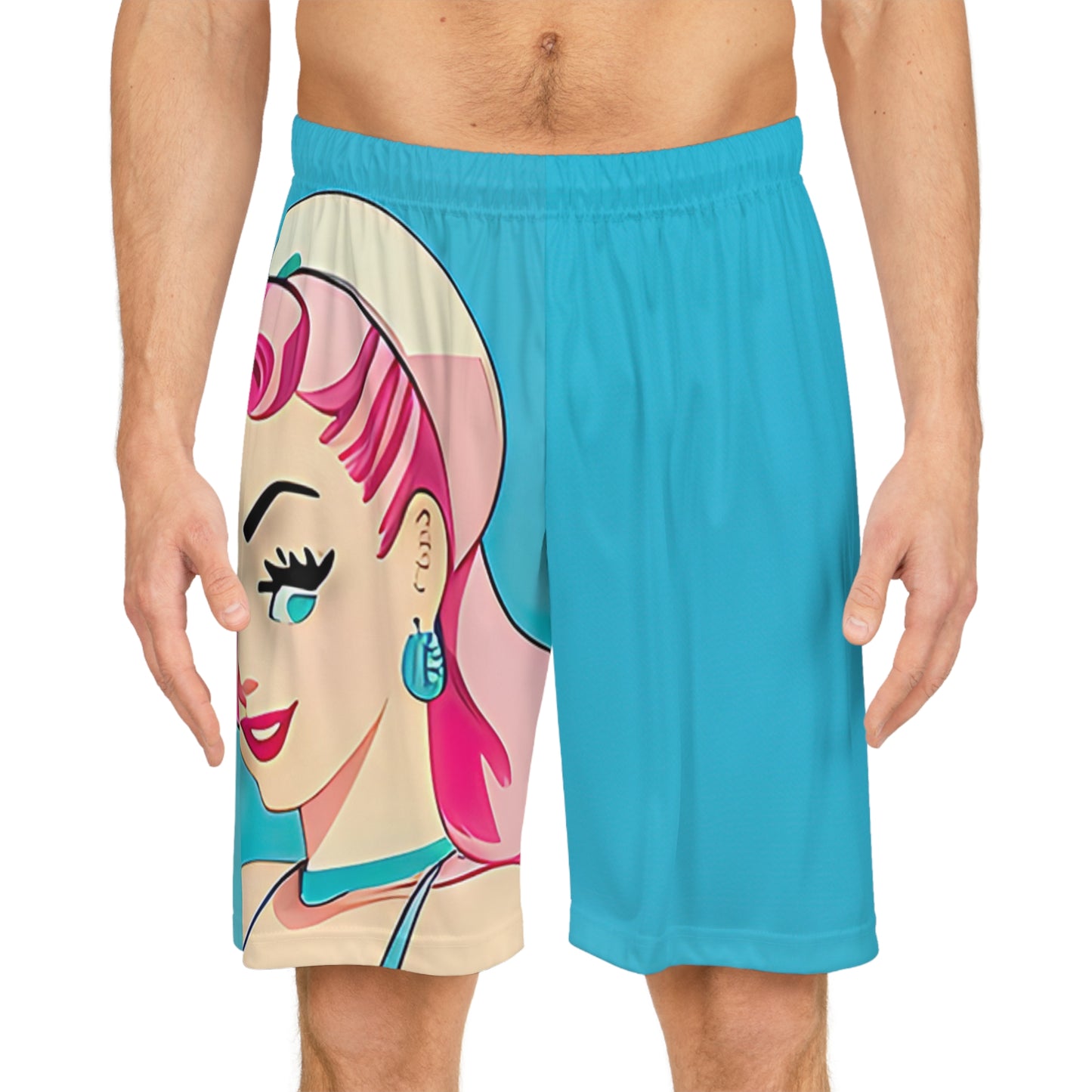 Basketball Shorts with Retro Print: Smoking Pin-Up [TEDDY]