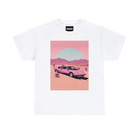 Unisex Heavy Cotton Tee: Arch Lambo Sunset [TEDDY]