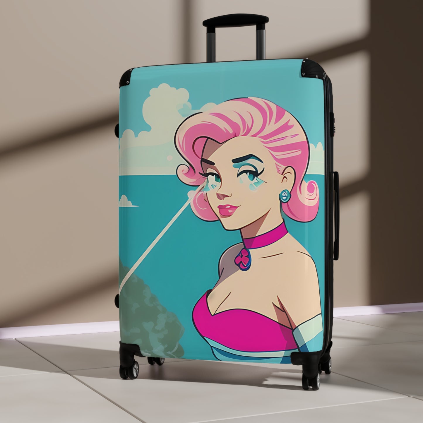 Suitcase with Retro Print: Water Pin-Up [TEDDY]