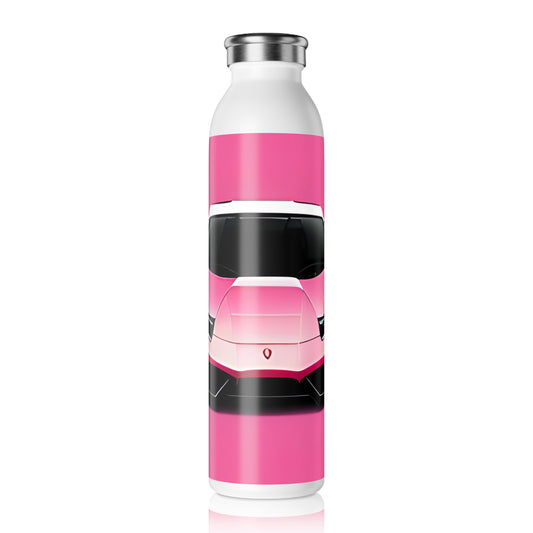 Slim Water Bottle with Retro Print: 
Pink Lambo Illustration [TEDDY]