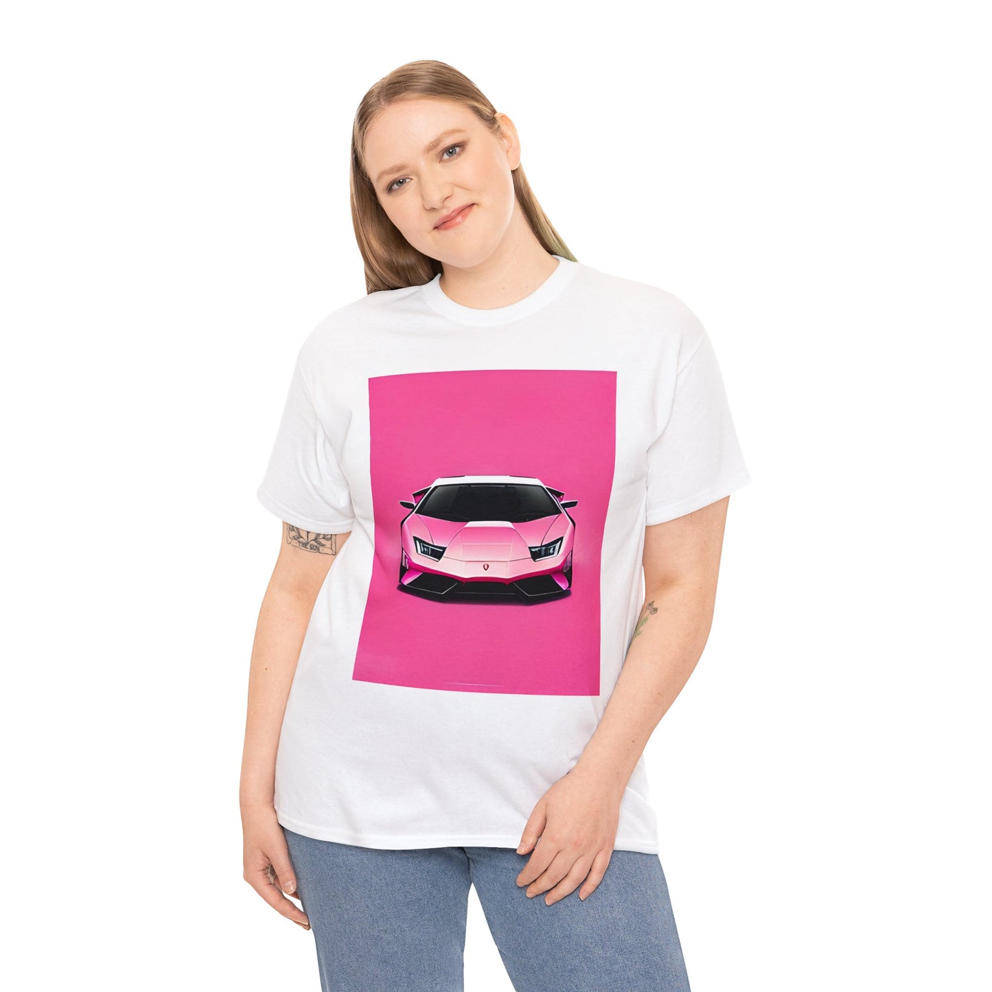 Unisex Heavy Cotton Tee: Pink Lambo [TEDDY]