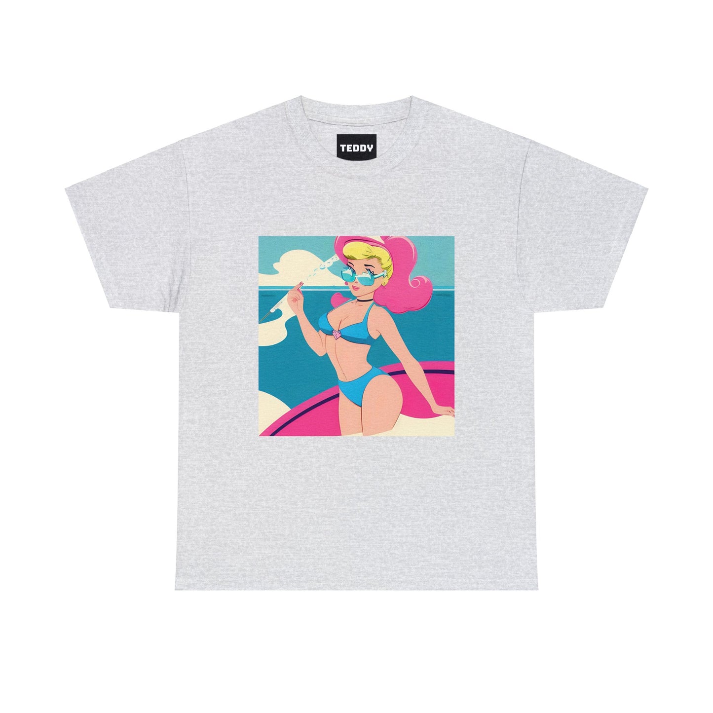 Unisex Heavy Cotton Tee: Cartoon Pin-Up [TEDDY]