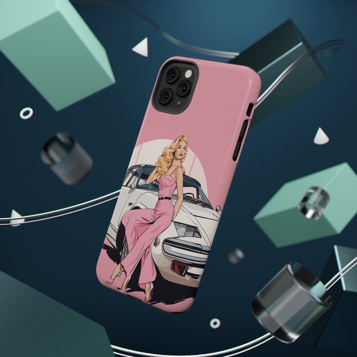 Impact-Resistant Phone Case with Pink Arch Pin-Up [TEDDY]