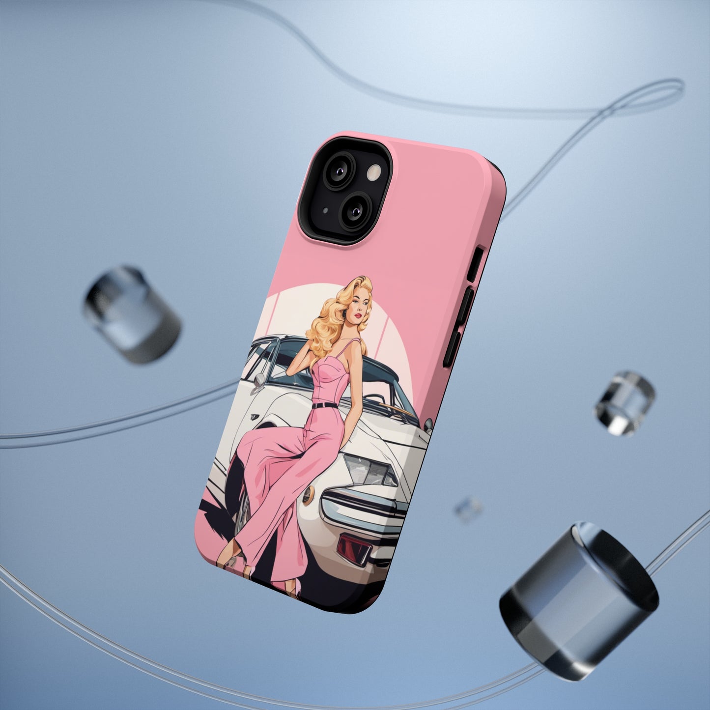 Impact-Resistant Phone Case with Pink Arch Pin-Up [TEDDY]