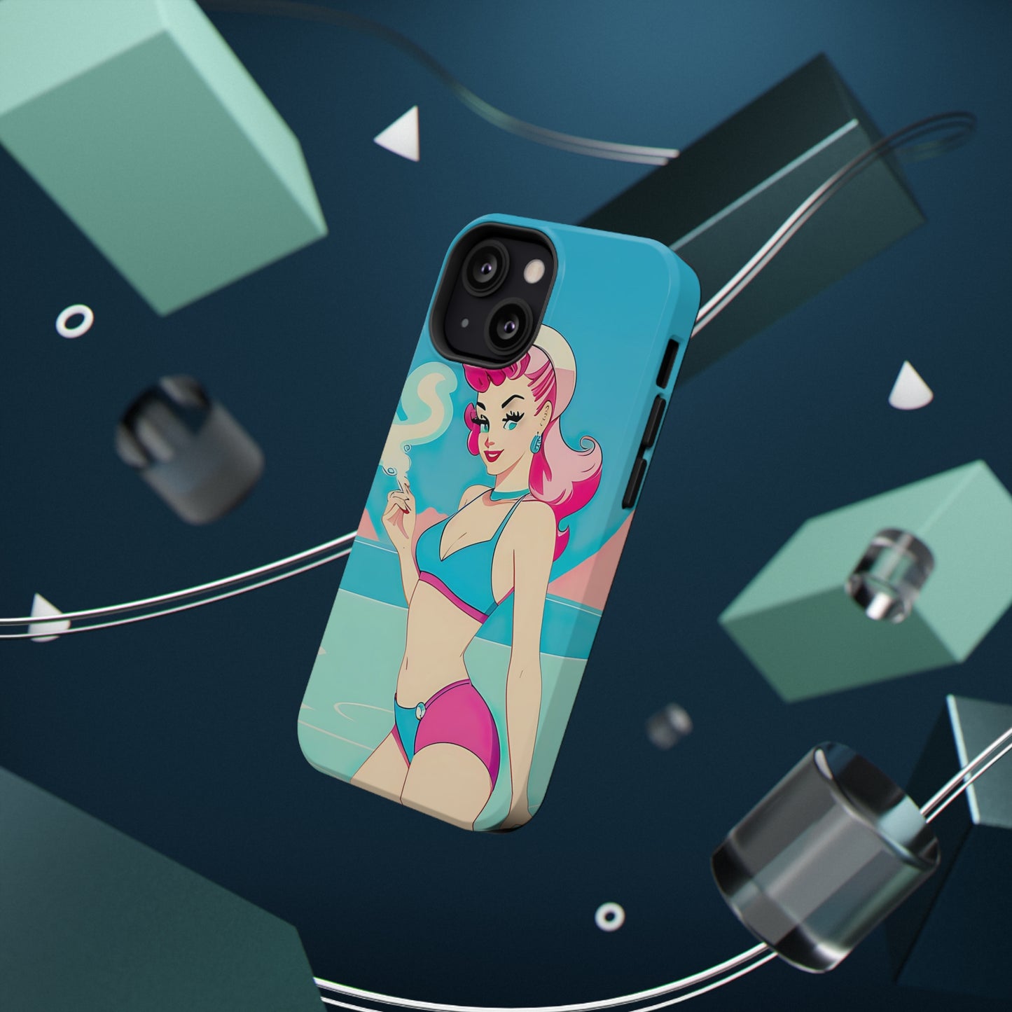 Impact-Resistant Phone Case with Smoking Pin-Up [TEDDY]