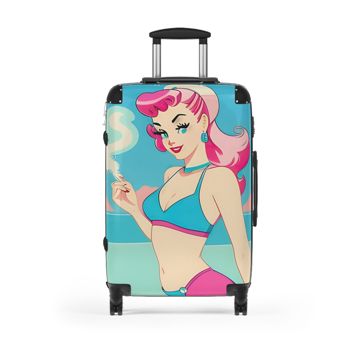 Suitcase with Retro Print: Smoking Pin-Up [TEDDY]