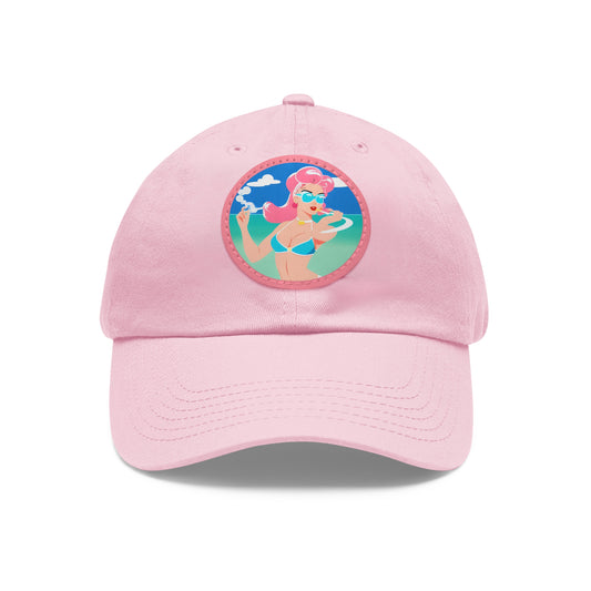 Dad Hat with Leather Patch with Art Deco Pin-Up [TEDDY]