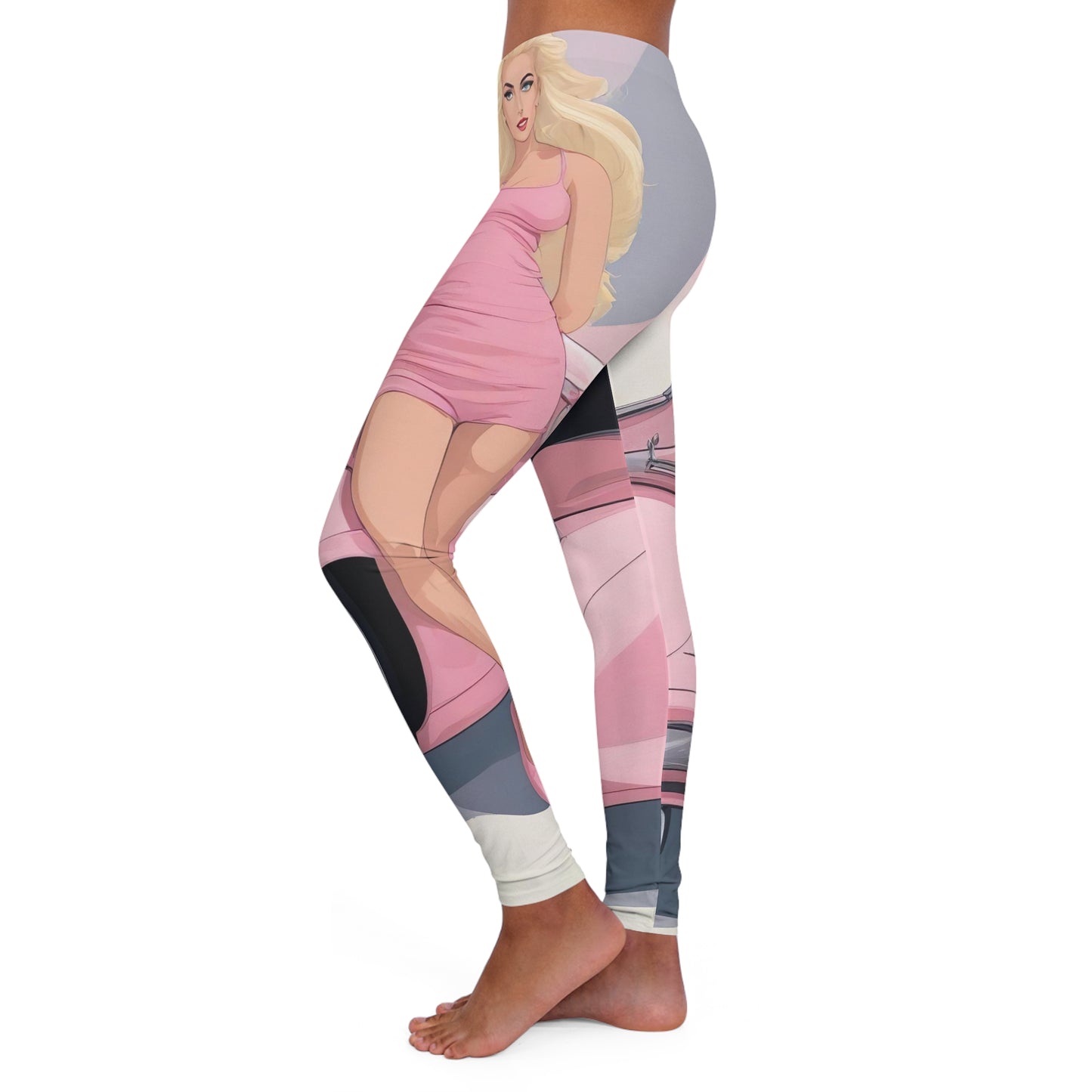 Spandex Leggings with Retro Print: Barbie Illustration [TEDDY]