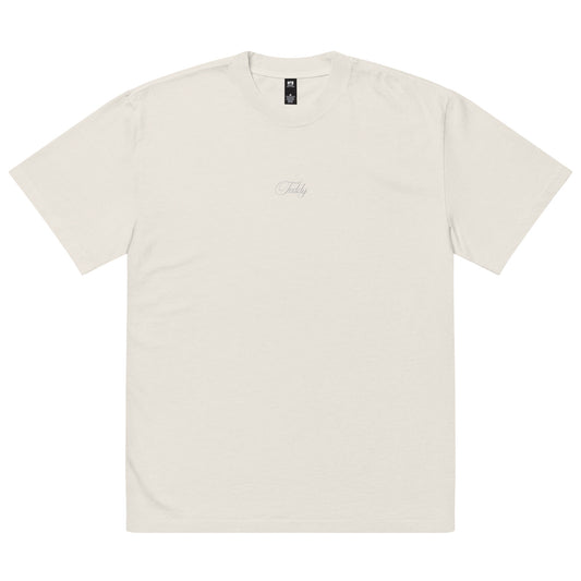 Oversized Faded T-Shirt Embroidered Logo White [TEDDY]